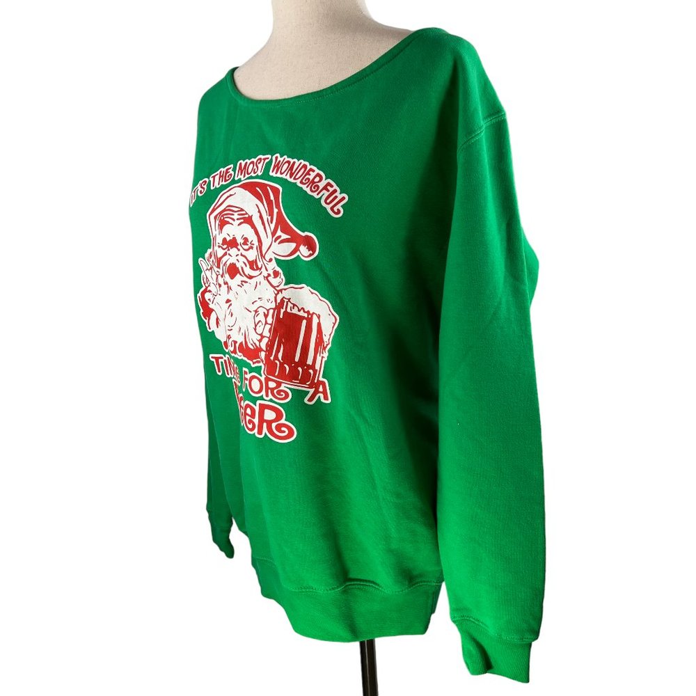 Awkward Styles Green It's the Most Wonderful Time Open Neck Sweatshirt S… - Picture 5 of 8